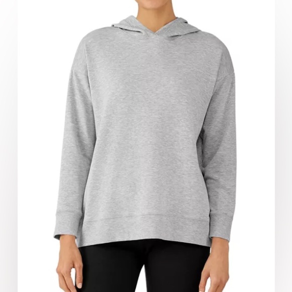 [S]Eileen Fisher Light Gray Organic Cotton Blend Hoodie